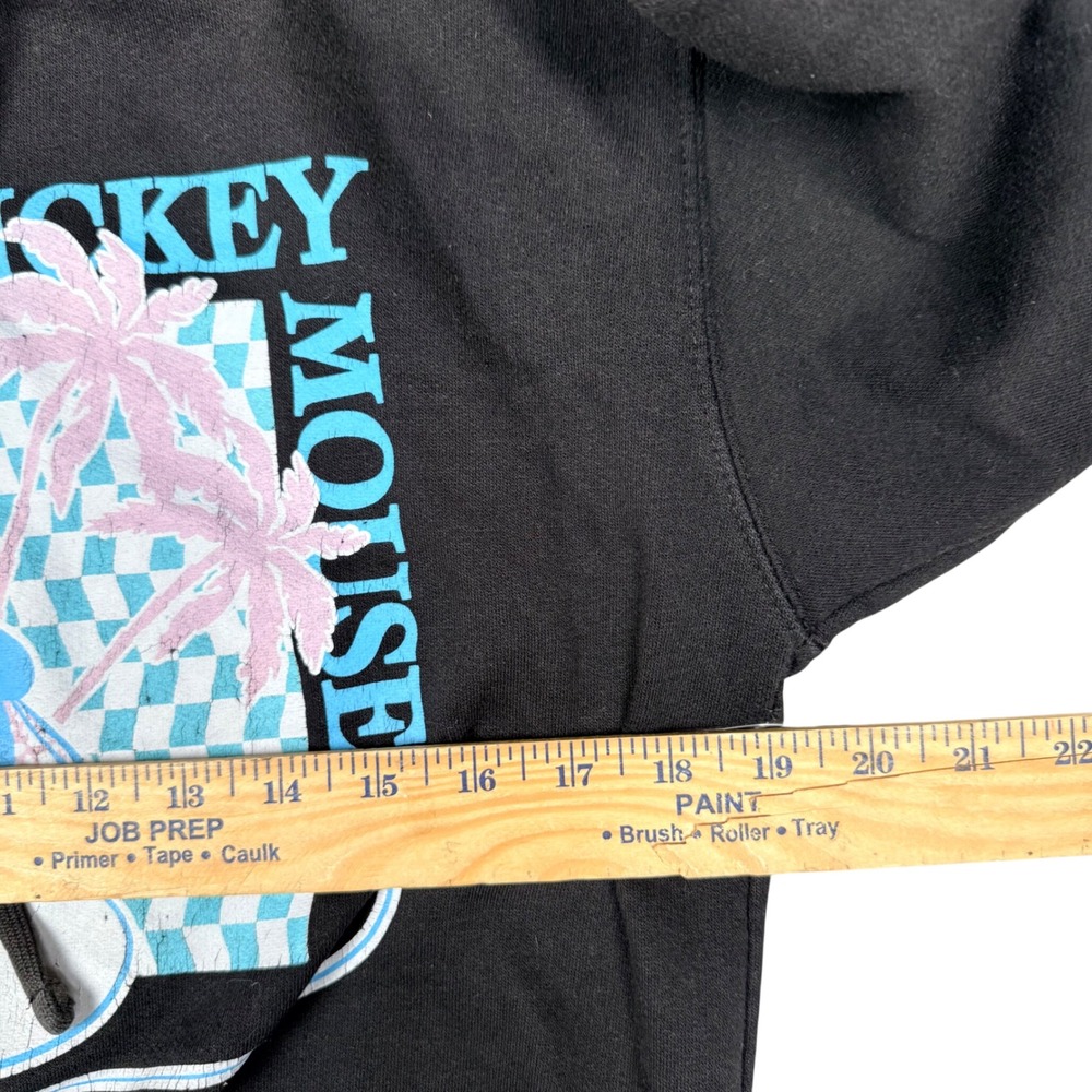 Neff x Disney Mickey Mouse Hoodie Mens Small Black Graphic Sweatshirt Palm Trees - Picture 6 of 7